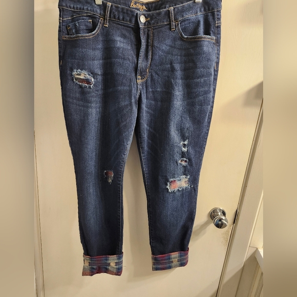 Plaid cuffed jeans - Picture 1 of 4
